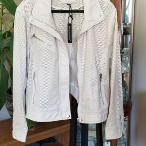Anthropologie BLANKNYC Ivory Imelda Perforated Leather Jacket 1X NWT